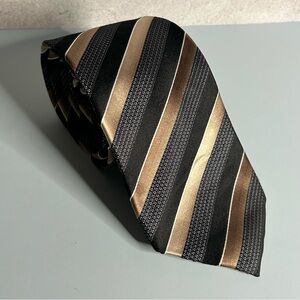 Sean John Black and Gold Striped 59” Silk Tie